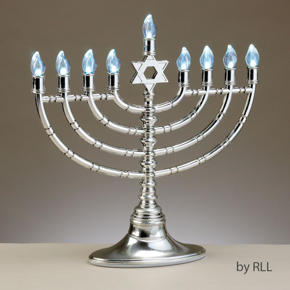 LED MENORAH,PLASTC,SLVERTONE,9BULB,BATT,USB CORD INCL,11.5",CLRBX