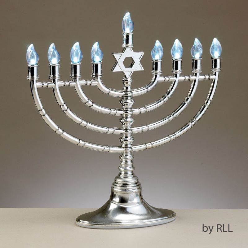 LED MENORAH,PLASTC,SLVERTONE,9BULB,BATT,USB CORD INCL,11.5",CLRBX