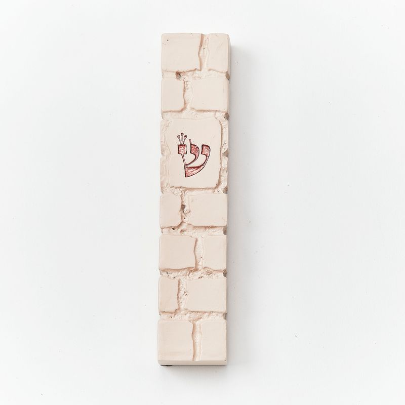MEZUZAH, "KOTEL", RESIN, COPPER ACCENTS, 5.25"H, GIFT BOX