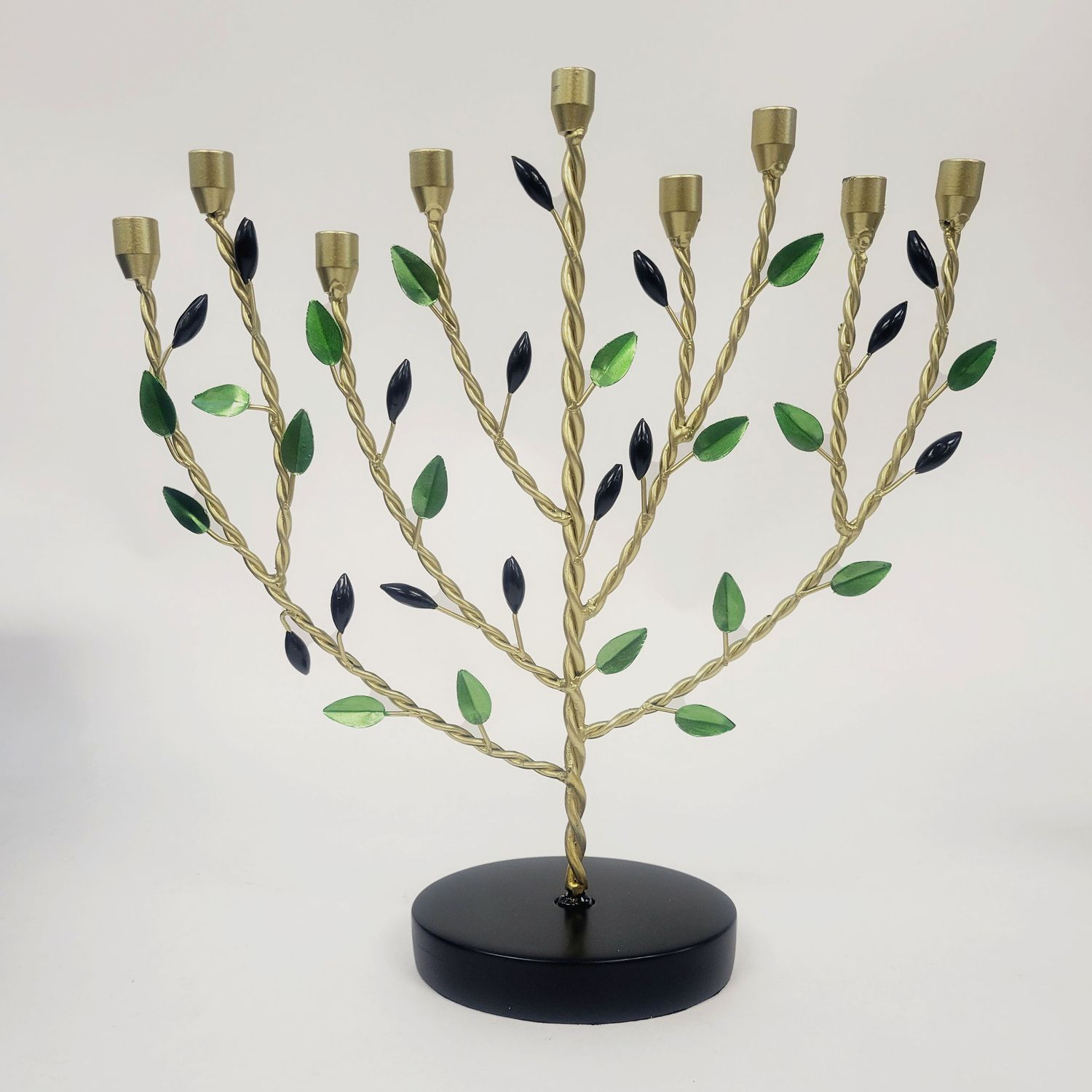 MENORAH, OLIVE TREE, HAND CRAFTED METAL, 9.5 x 10.5, GIFT BOX