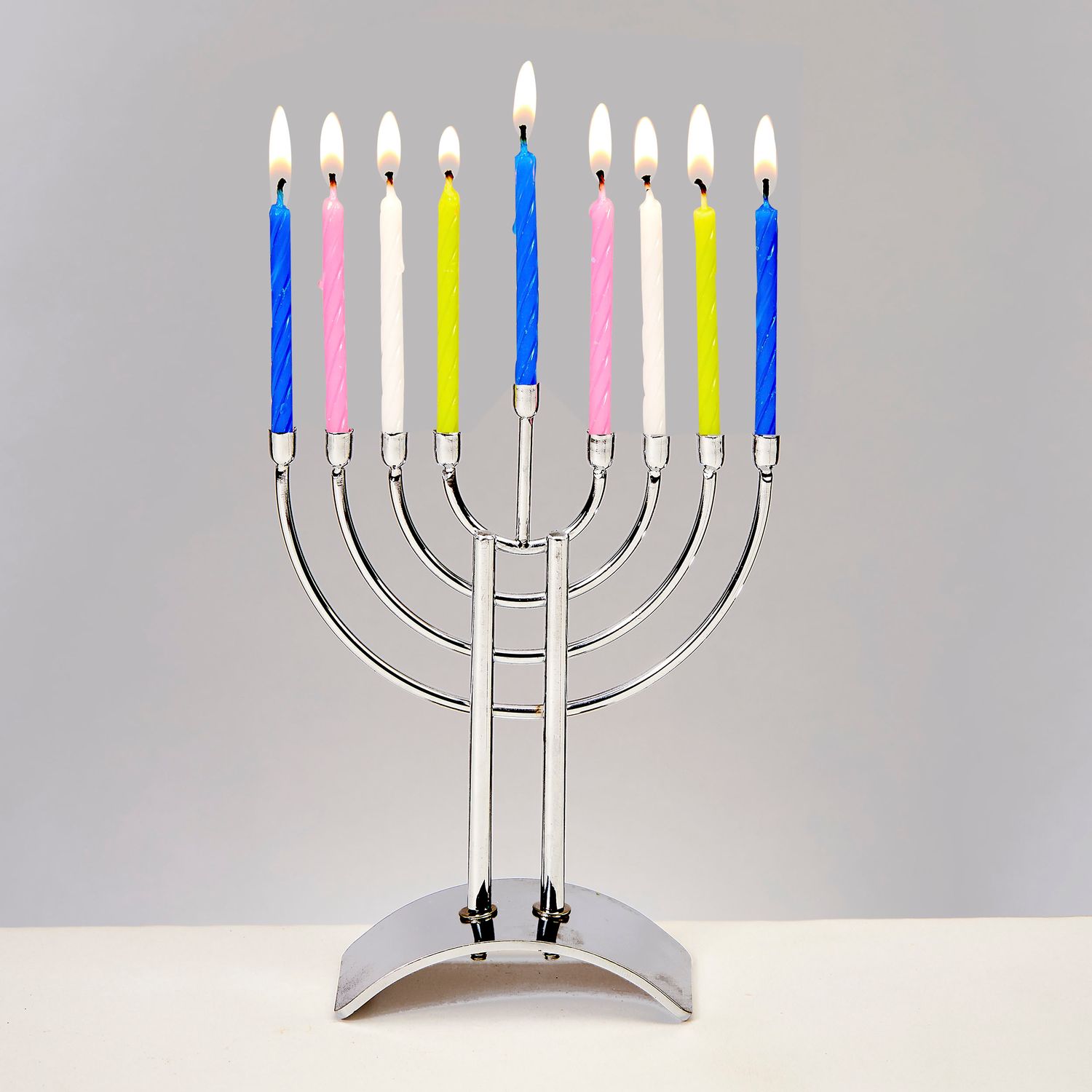 MINI MENORAH SET,HANDCRAFTED STEEL,W/24 BIRTHDAY CNDLS,4"x5",CBX