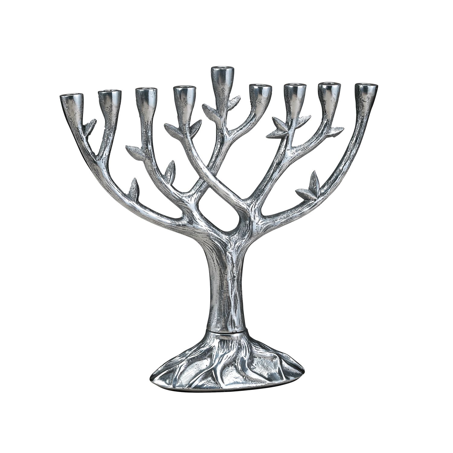 MENORAH, TEXTURED TREE OF LIFE™, ANTQ ALUM, 8.5"H,TAG