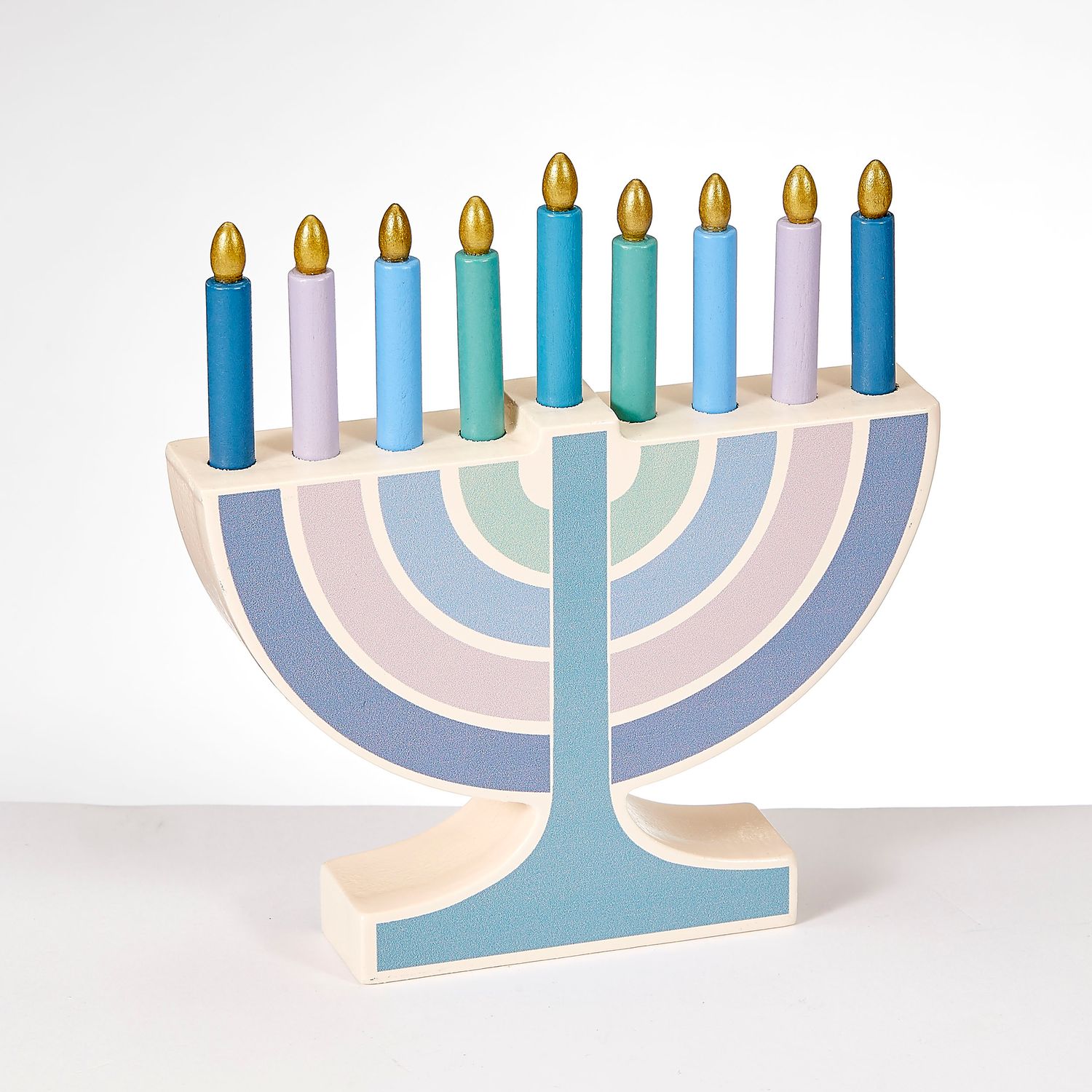 MY MINI WOOD MENORAH, W/WOOD CANDLES, SIMPLICITY, 5"x5", CLRBX