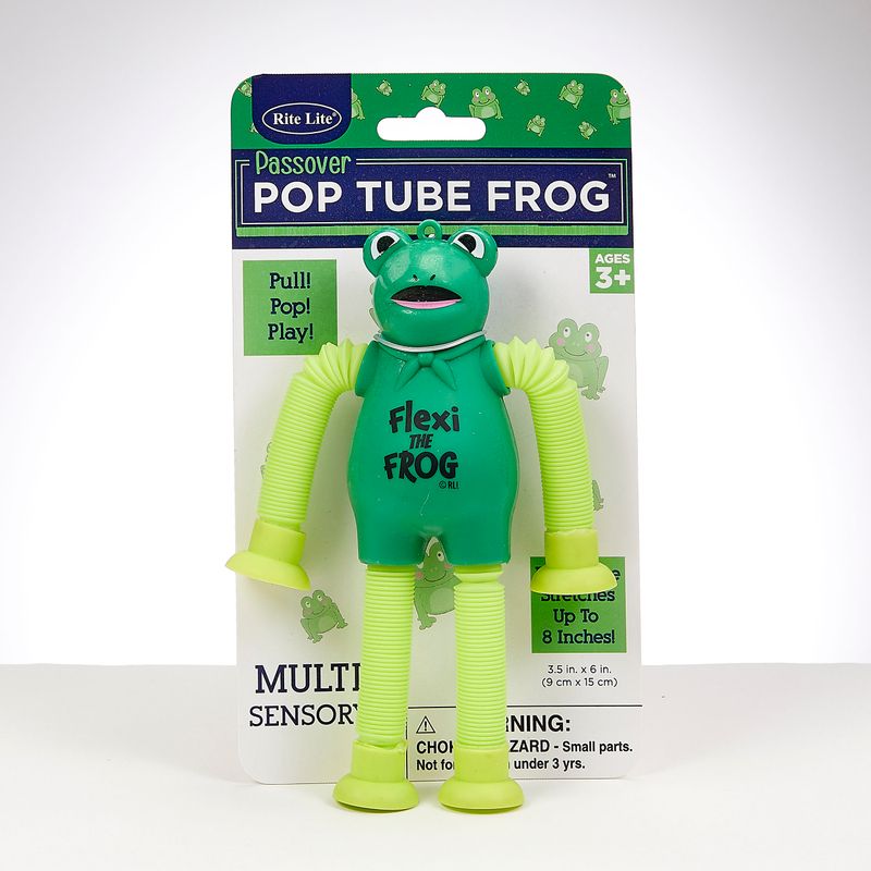 PASSOVER "FLEXI THE FROG" POP TUBE TOY, PLASTIC, 6"H, CARDED