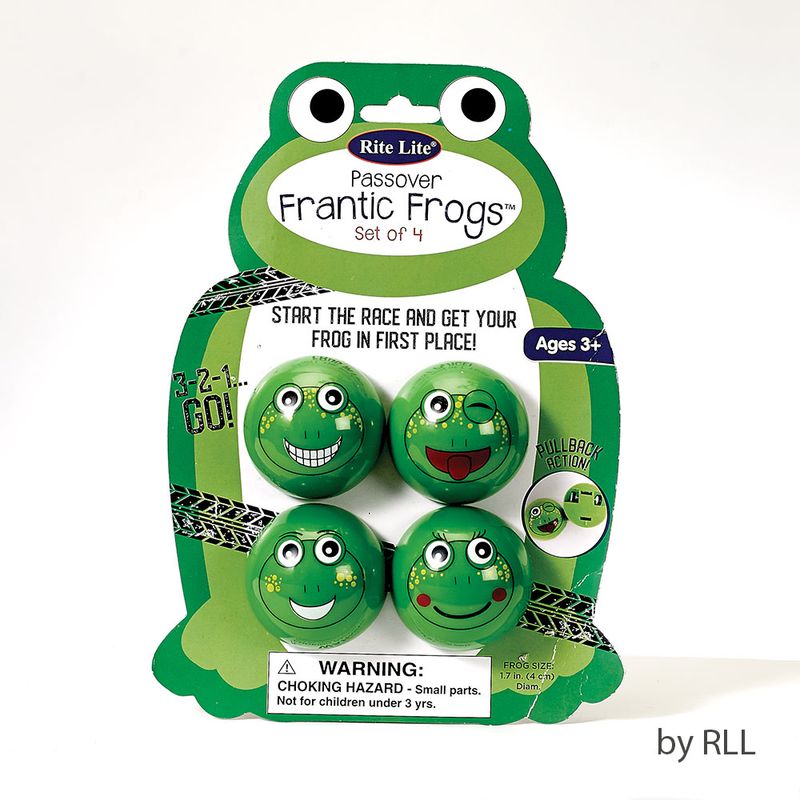 PASSOVER “FRANTIC FROGS“, PLASTIC, 2", SET OF 4, CARDED