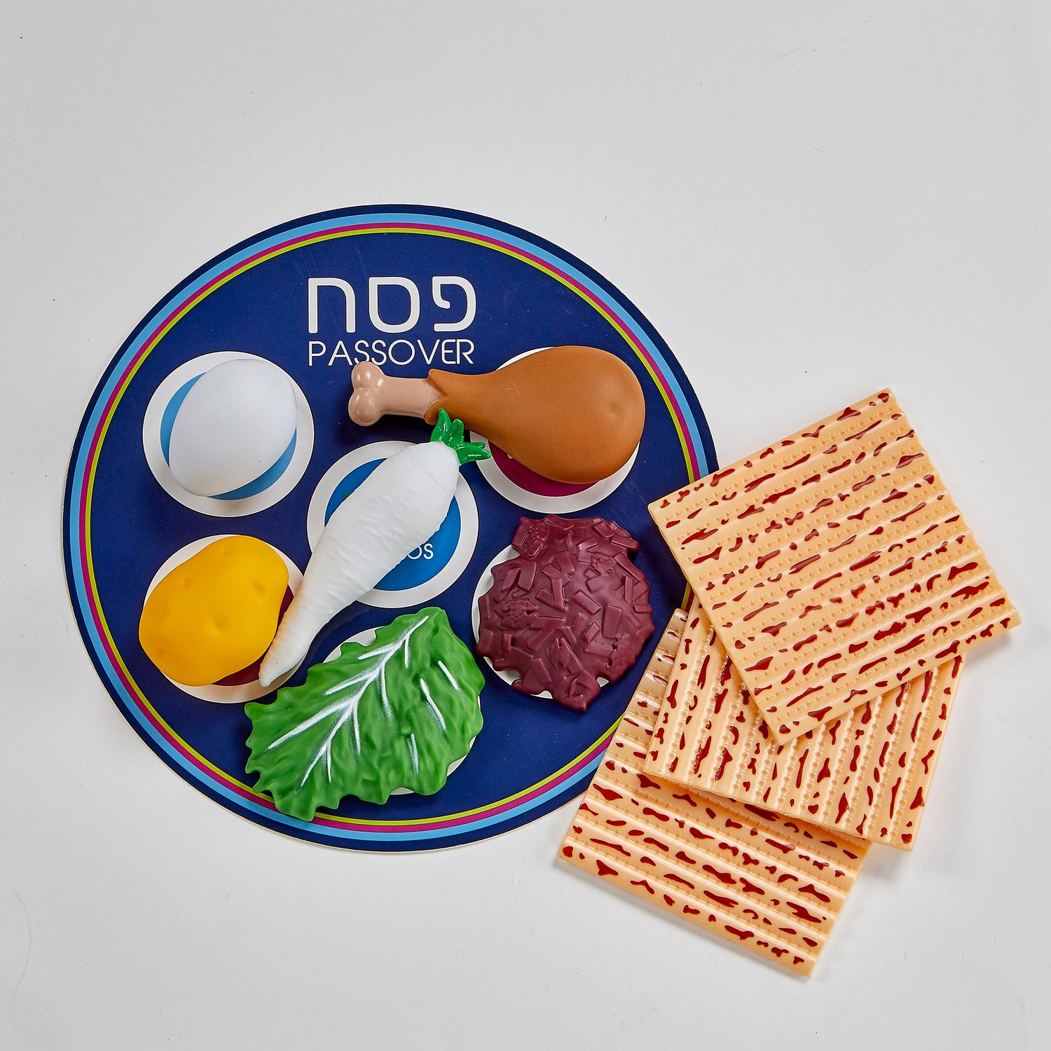 PASSOVER SEDER PLAY SET, VINYL, 10 PCS, 11" x 9.75", COLORBOX
