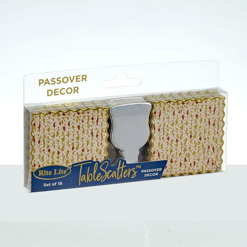 PASS TABLESCATTERS™,CHPBOARD MATZAH&amp;CUPS,GOLD&amp;SILV,2.25",18/GFTBX