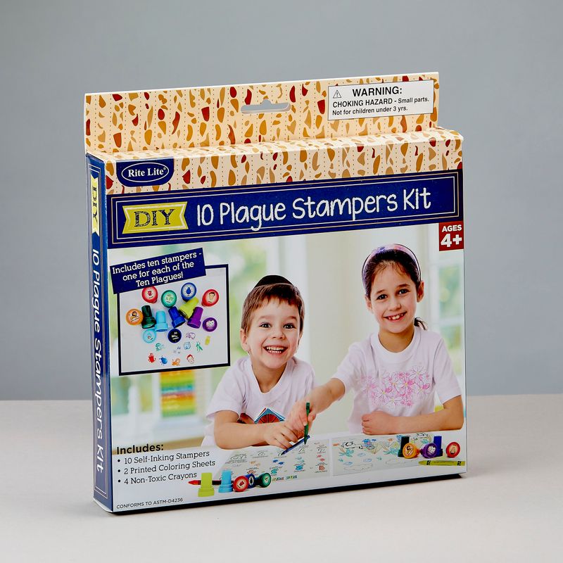 PASSOVER 10 PLAGUES STAMPERS KIT, INCL. PAPER&amp;CRAYONS,8x7",CLRBX
