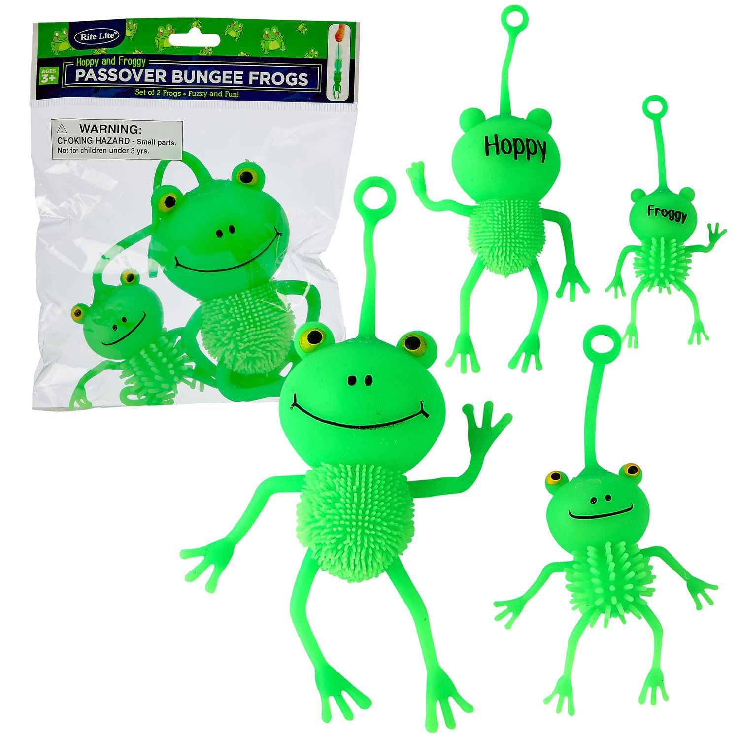 PASSOVER BUNGEE FROGS,"HOPPY&amp;FROGGY",RBR,6.3"H,2 FROGS/POLYBAG