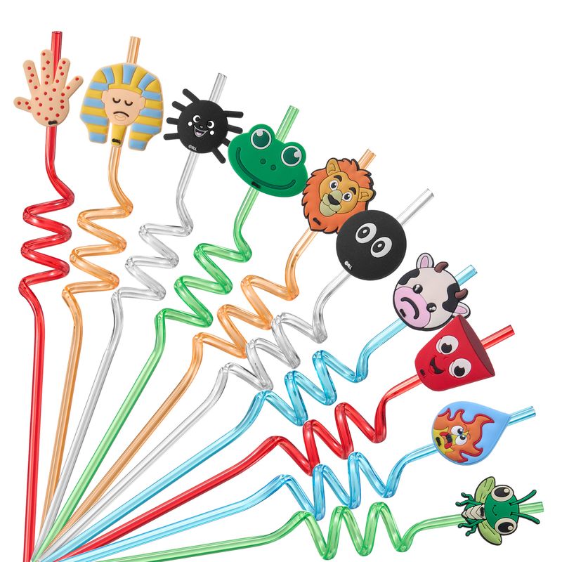 PASSOVER STRAWS, 10 PLAGUES, PLASTIC, 9",10/GIFT BOX