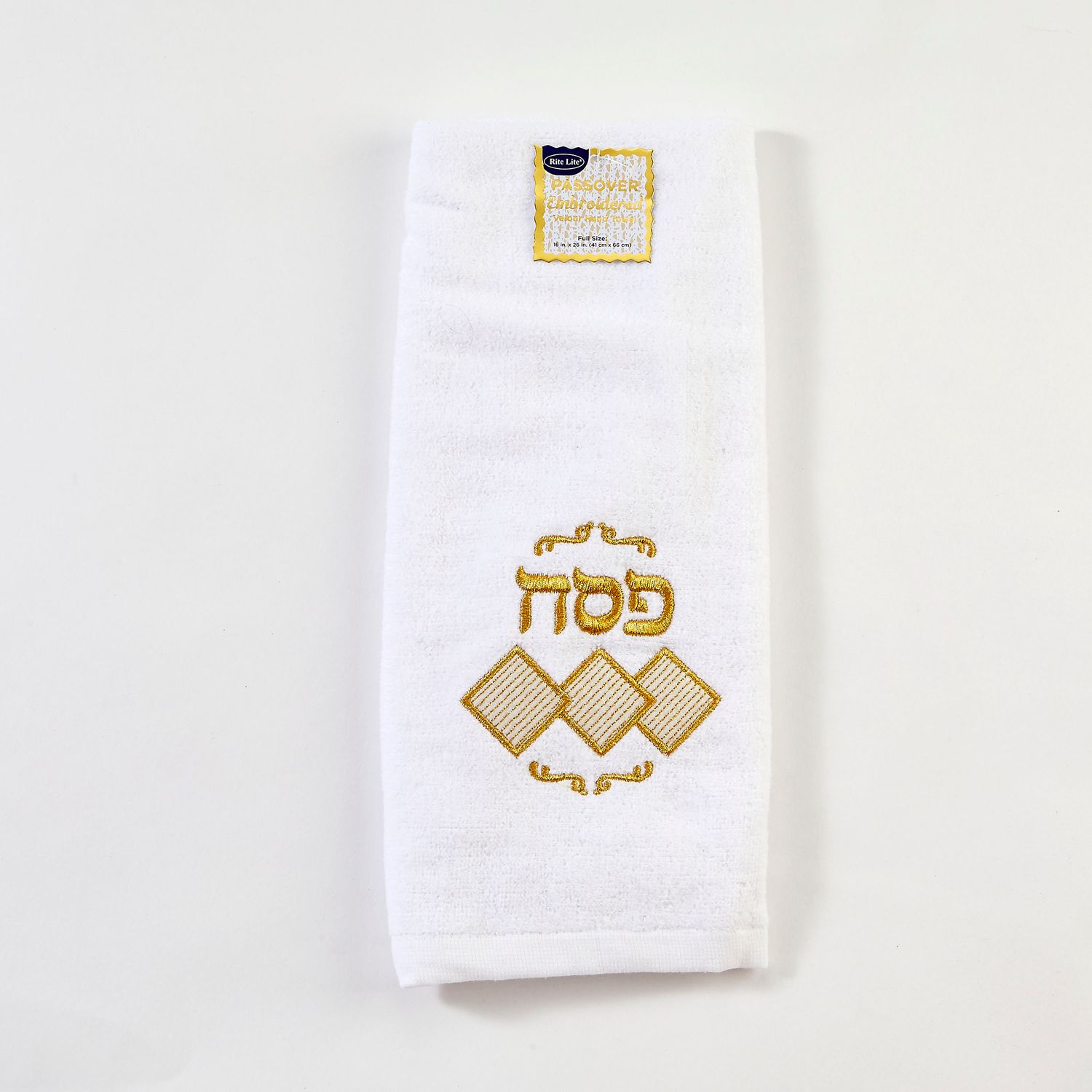 PASSOVER VELOUR HAND TOWEL, EMBROIDERED MATZAHS, 16" X 26",TAG