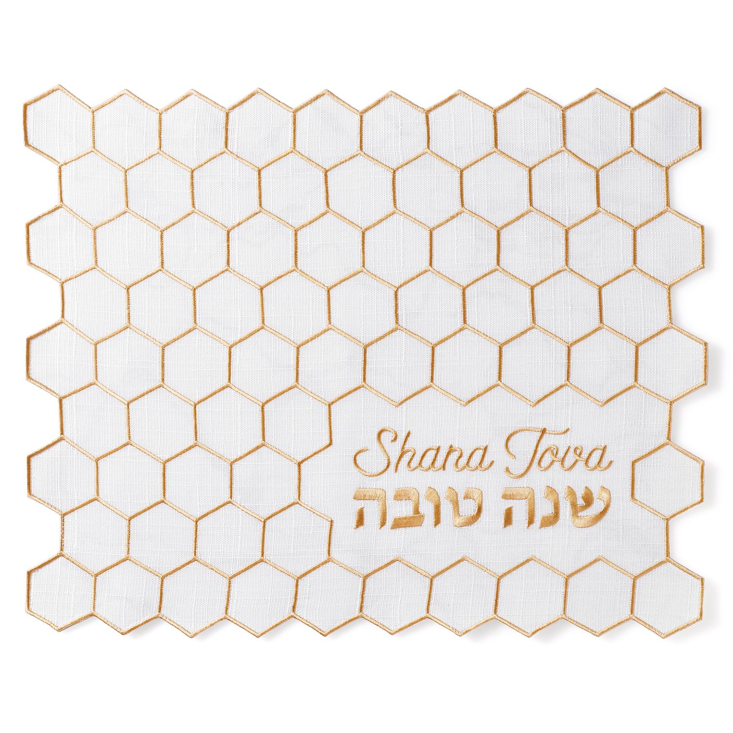 ROSH HASHANA CHALLA COVR,HONEYCOMB,POLY,GOLD EMBR,16x20",PVC BAG