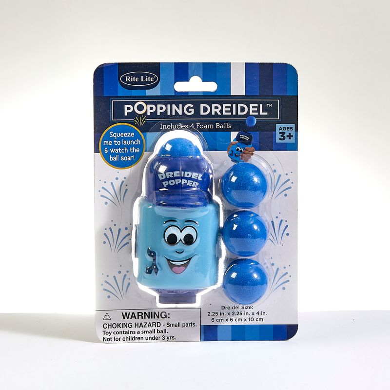 POPPING DREIDEL™ TOY, PVC, INCLUDES 4 BALLS, 3.75" H, CARDED