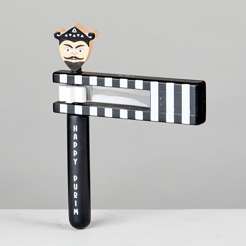 PURIM GRAGGER, "HAMAN", WOOD, BLACK AND WHITE, 6.5", POLYBAG