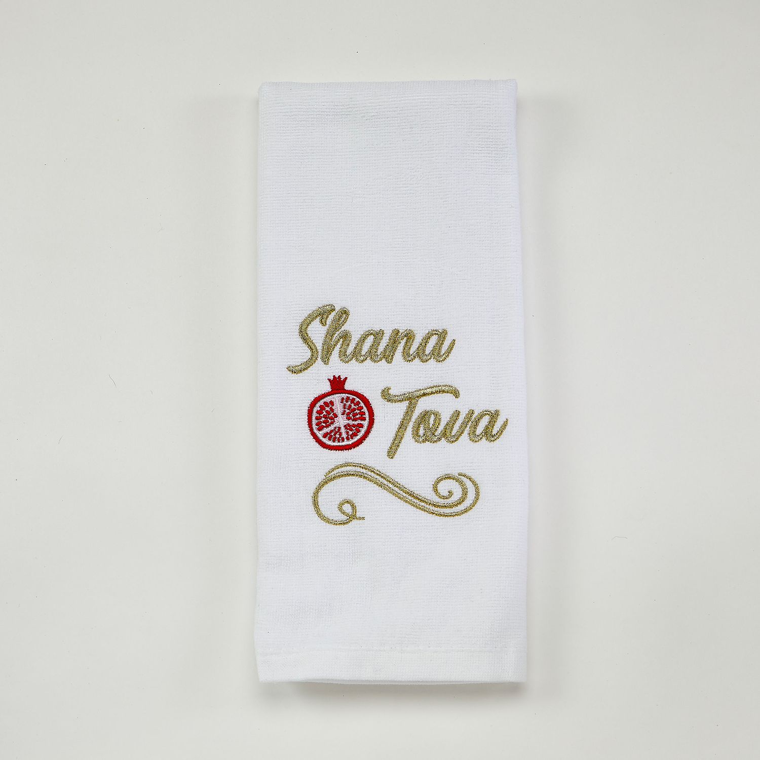 ROSH HASHANAH VELOUR HAND TOWEL, COTTON W/GLD EMBRDR, 16"X26",TAG