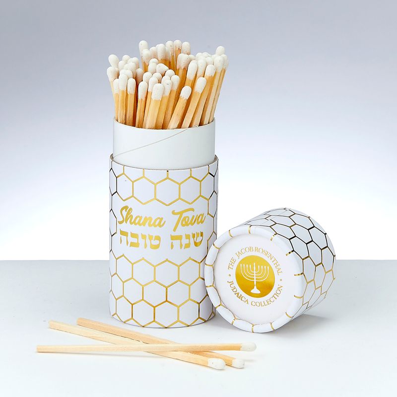 ROSH HASHANAH LG MATCHES,GOLD "HONEYCOMB",4.25",60/GFTBX,12/DISPL