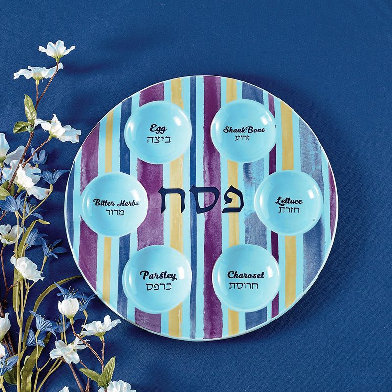 SEDER PLATE, "JOSEPH’S COAT", CERAMIC, 12”, COLOR BOX