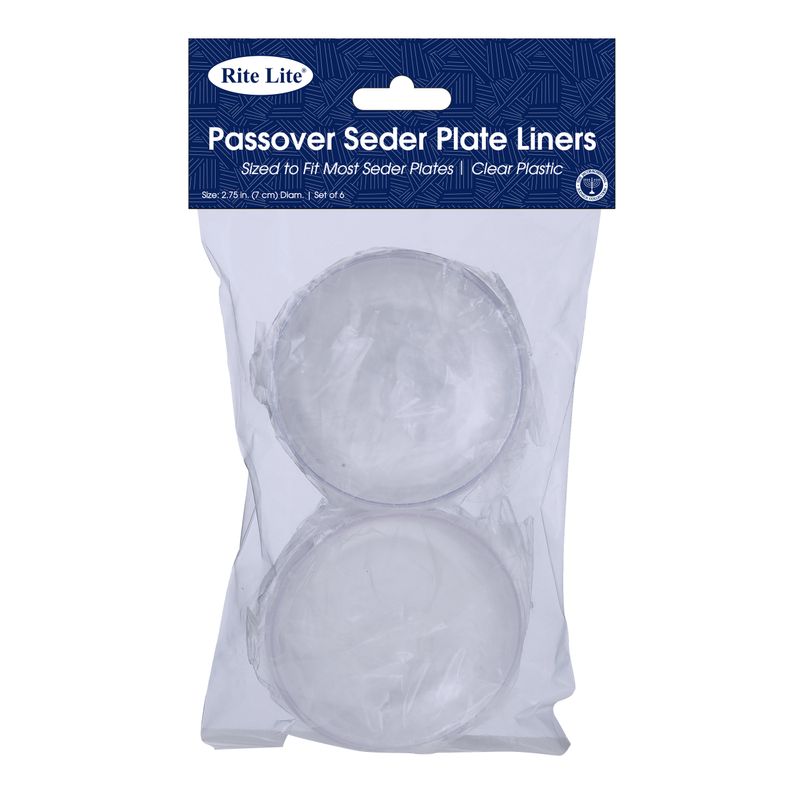 SEDER PLATE LINERS, CLEAR PS, SET OF 6, 2.75" EACH,HEADER