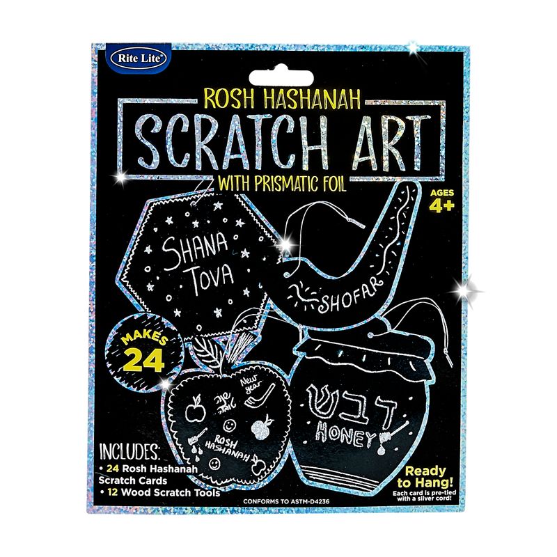 ROSH HASHANAH SCRATCH ART, PRISMATIC, MAKES 24, HEADER