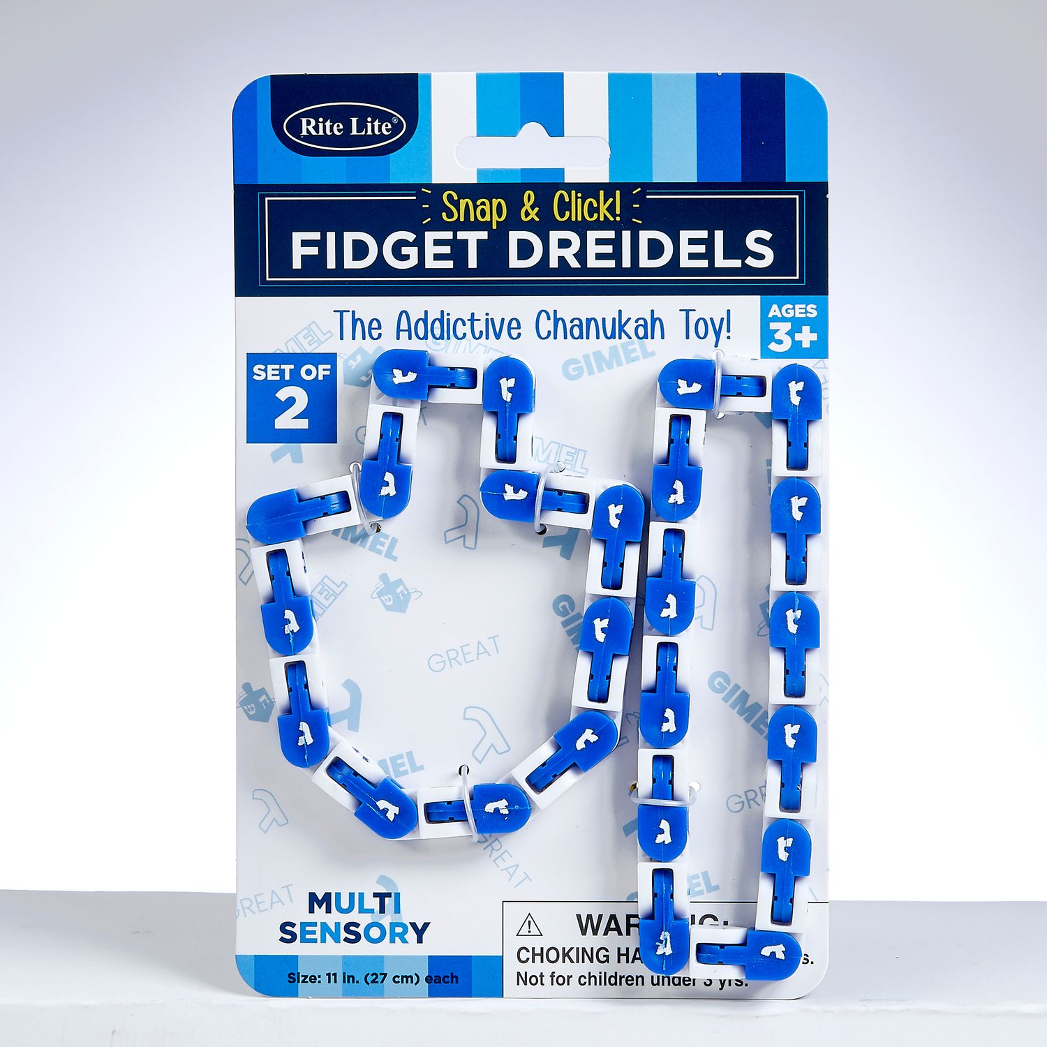 SNAP &amp; CLICK FIDGET DREIDELS,PLSTC, 2 LINKS 24/DREIDELS/CARD