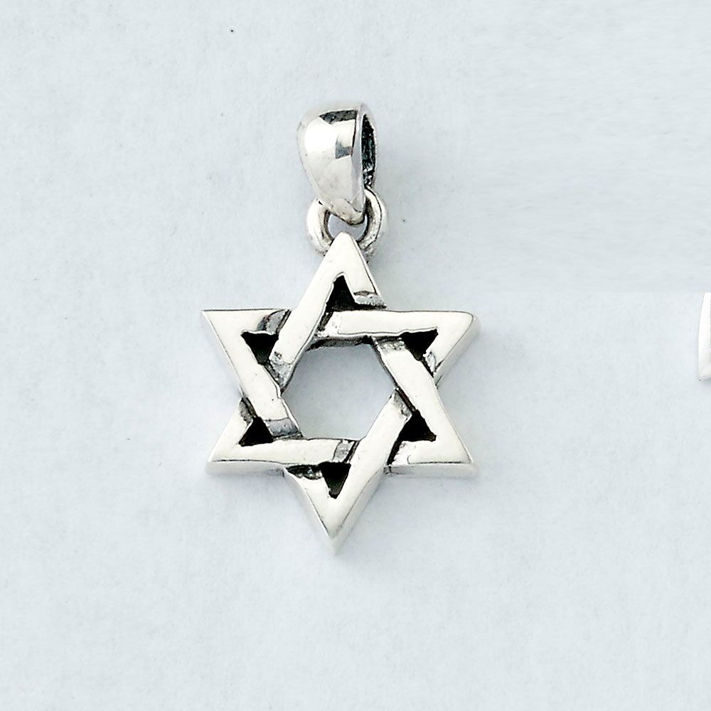 SYMMETRICAL STAR PENDANT, STERLING SILVER, 0.75", POLYBAG