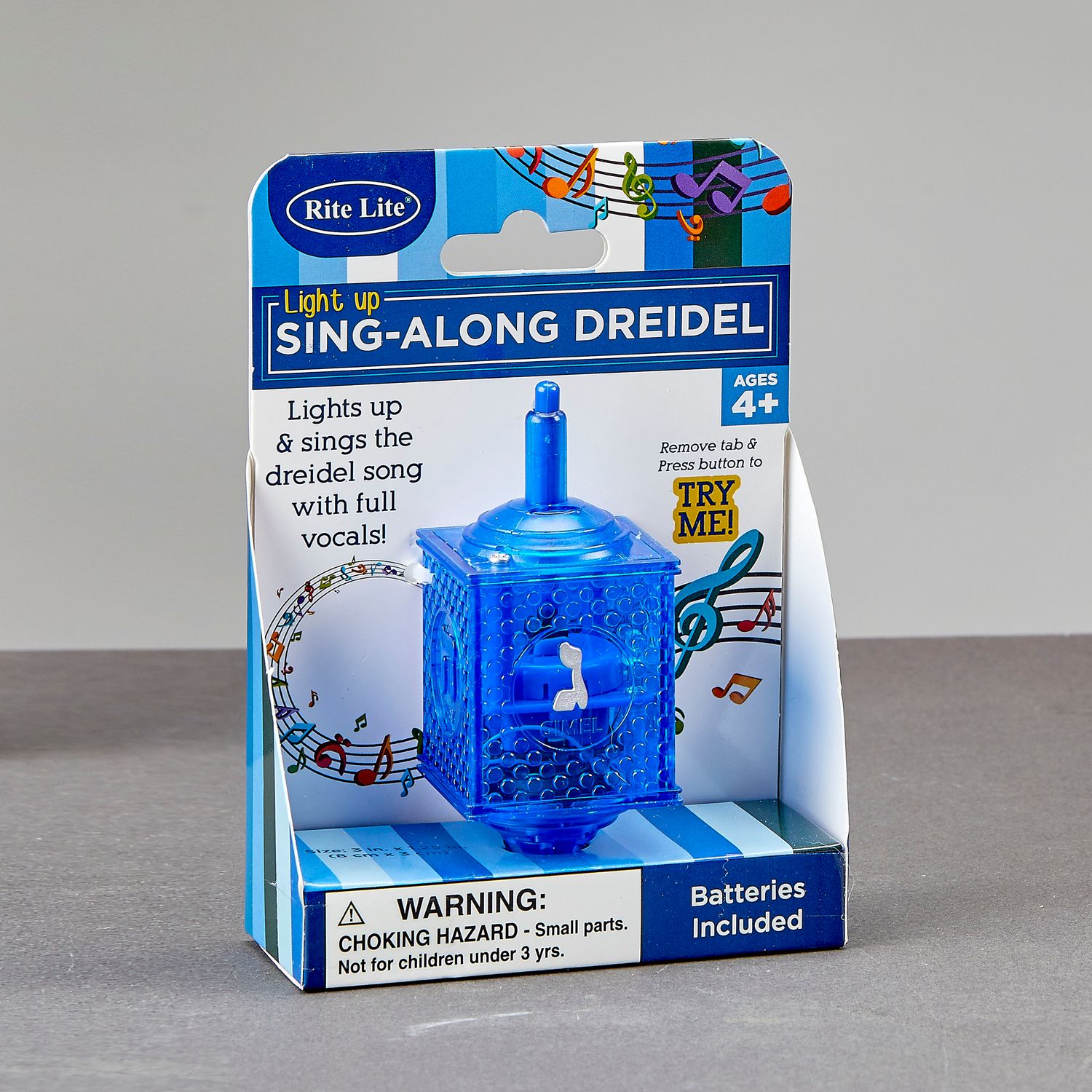 SINGING DREIDEL,LIGHTS UP &amp;SINGS DREIDEL SONG,PLASTIC, 3",CLRBX