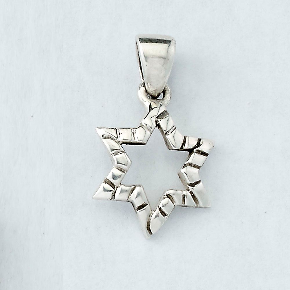 TEXTURE STAR PENDANT, STERLING SILVER 0.7", POLYBAG
