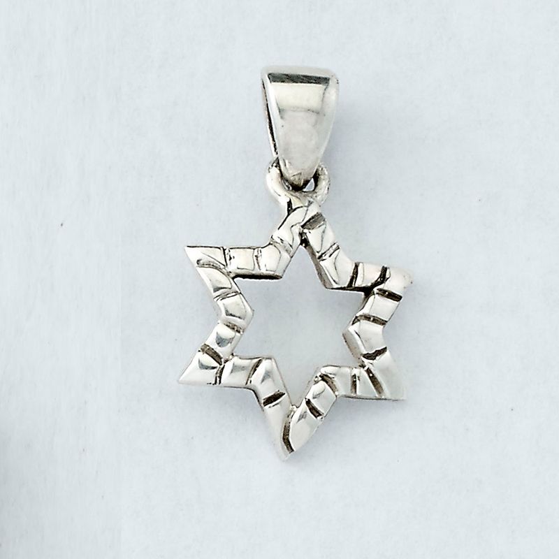 TEXTURE STAR PENDANT, STERLING SILVER 0.7", POLYBAG