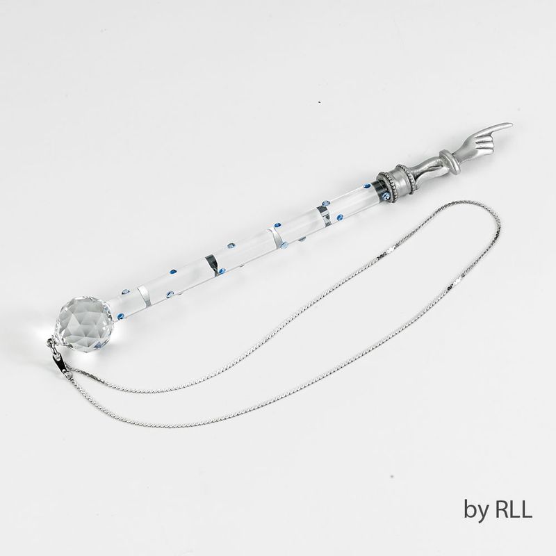 YAD, PEWTER/CRYSTAL WITH BL STONES/CRYSTAL BALL, 7.25"