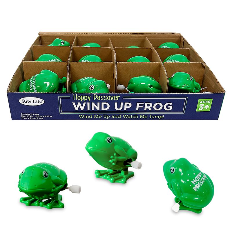 WIND UP "HOPPY PASSOVER" FROG,PLASTIC, 2.5", 12/DISP