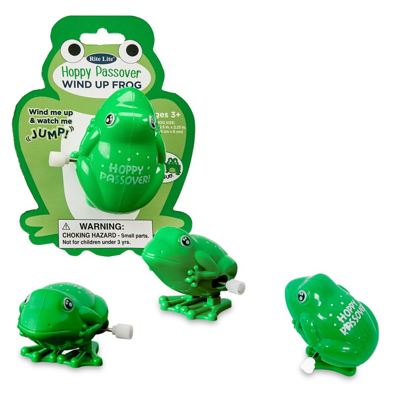 WIND UP "HOPPY PASSOVER" FROG,PLASTIC,2.5",CARDED