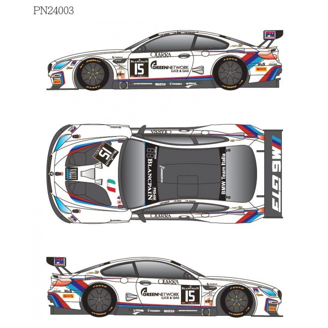 Cars, Bikes and Trucks Nunu Models 1/24 BMW M6 GT3 Team Italia Monza 2016