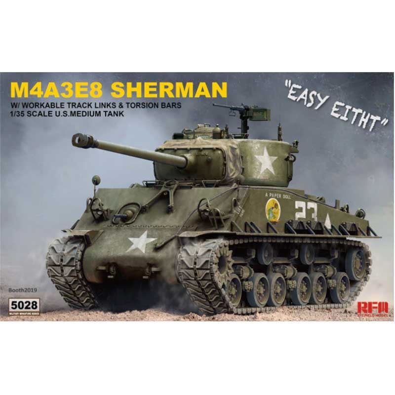 Military Ryefield 1/35 M4A3E8 Sherman Easy Eight with Working tracks