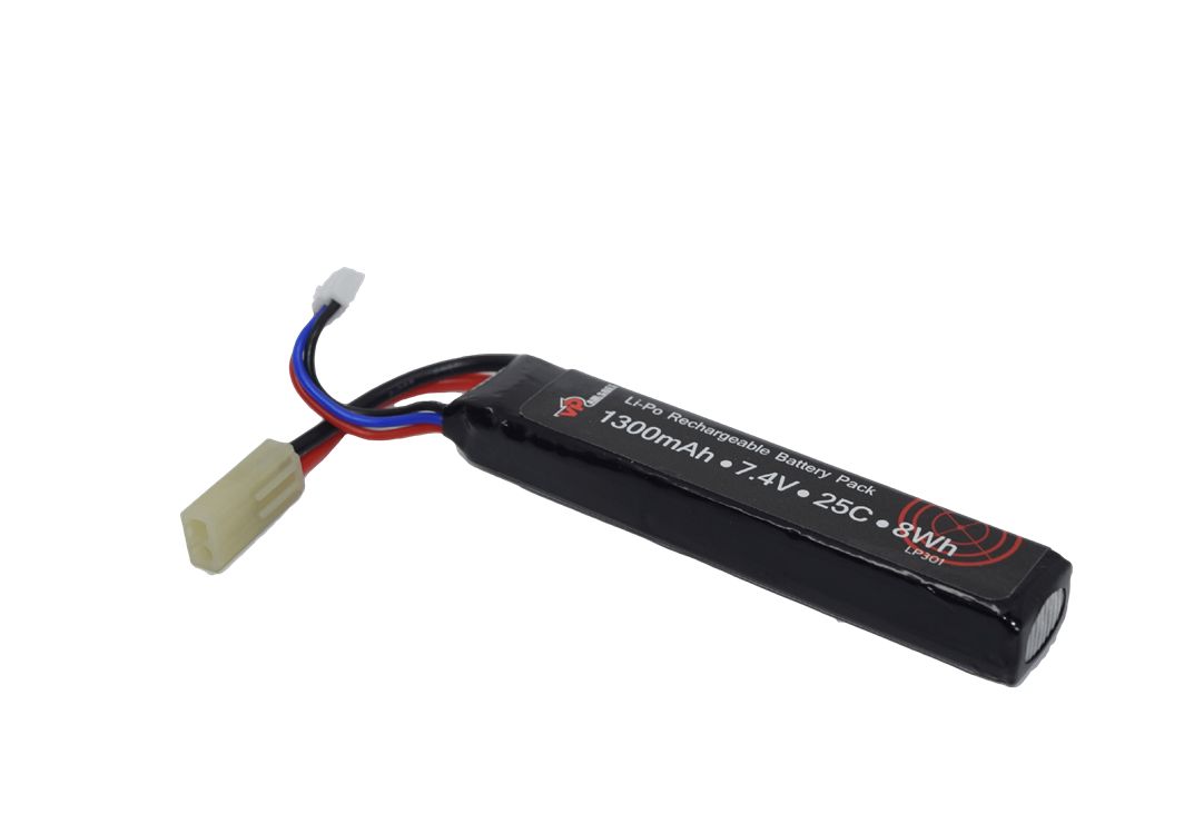 Airsoft 7.4V 1300mAh 25C LiPo Battery (Mini Tamiya)
