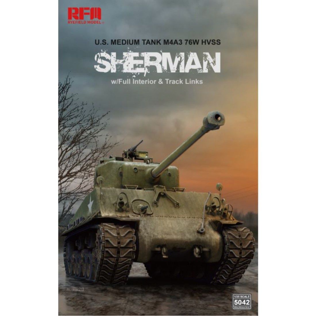 Military Ryefield 1/35 M4A3 Sherman 76W HVSS with Interior