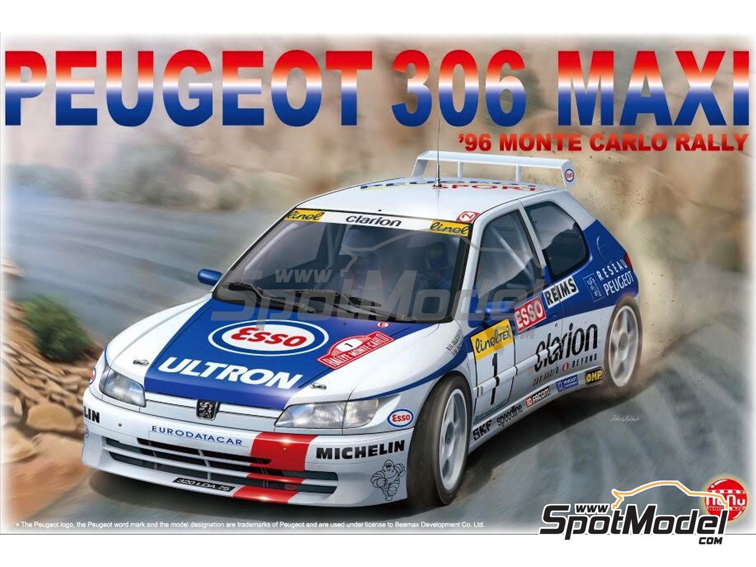 Cars, Bikes and Trucks Nunu Models 1/24 Peugeot 306 Maxi 1996 Monte Carlo Rally