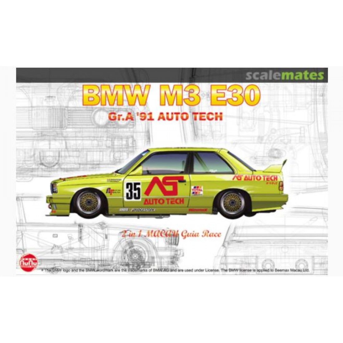 Cars, Bikes and Trucks Nunu Models 1/24 BMW M3 E30 Gr.A 91 Auto Tech