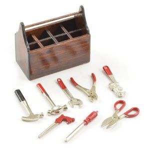 Wooden Tool Box with Tools