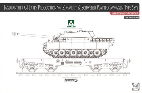 Military Takom 1/35 Jagdpanther G1 Early w/ Zimmerit &amp; Schwerer Plattformwagen Type SSys
