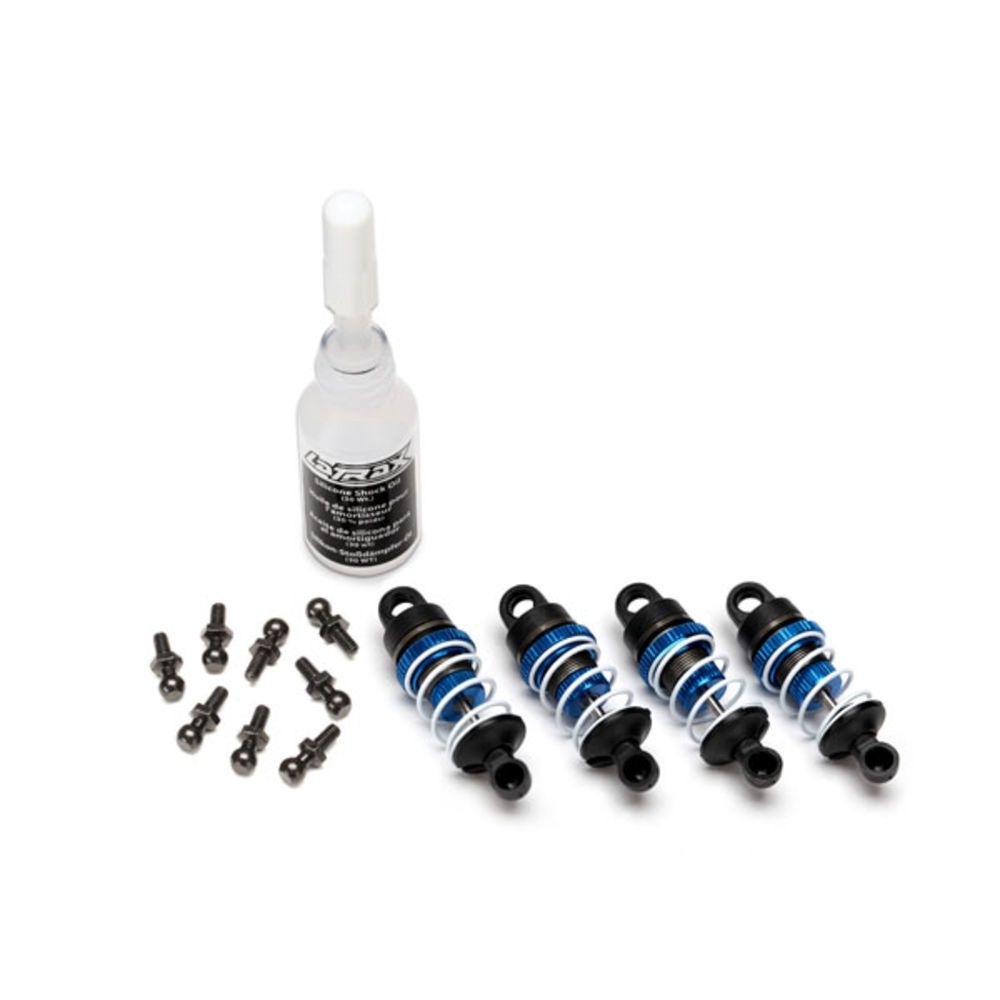 Shocks, aluminium (Blue-anodized) (assembled with springs) (4 pcs)