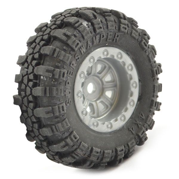 FTX OUTBACK MINI SWAMPER TIRE &amp; WHEEL SET - GREY (4PC)
