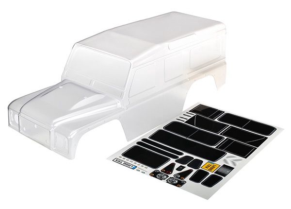 Body, Land Rover Defender (clear, requires painting)/ decals