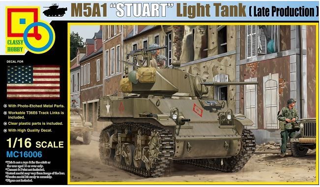 Military Classy Hobby 1/16 WWII American M5A1 Stuart Light Tank (Late Production)
