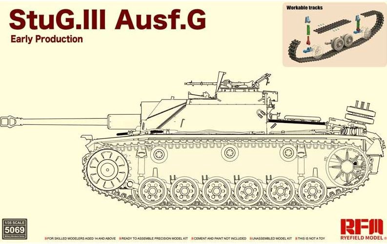 Military Ryefield 1/35 Stug III Ausf G Early Production with Workable Track Links