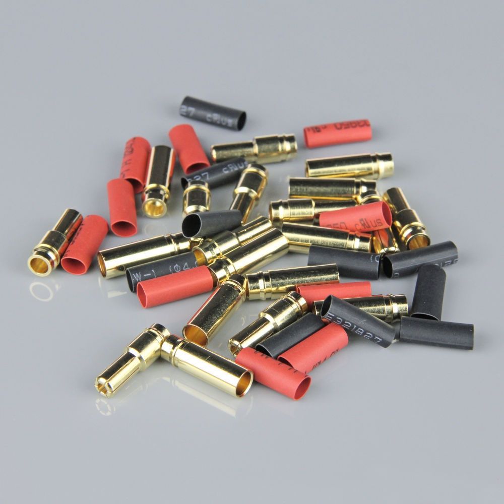 Radient 5.0mm Gold Connector Pairs including Heat Shrink (10 pcs)