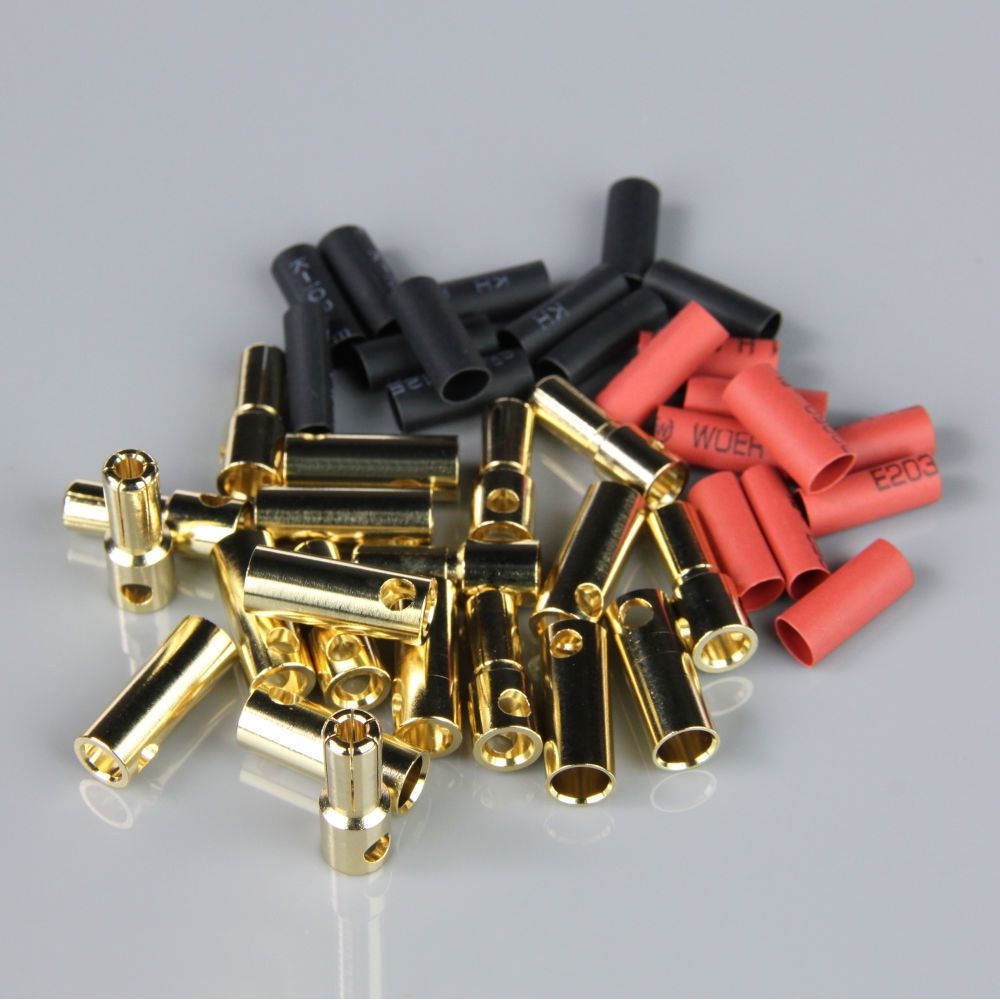 5.5mm Gold Connector Pairs including Heat Shrink (10 pcs)