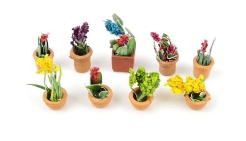 Flowers In Pots Set 1 (Pack of 9)