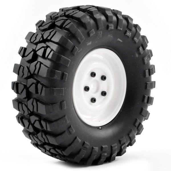 Lug Tyres on White Steel Type Wheels (Pair)