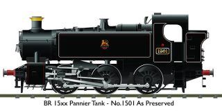 BR 15XX Pannier Tank 1501 Black (Lined) Early Crest (Preserved)
