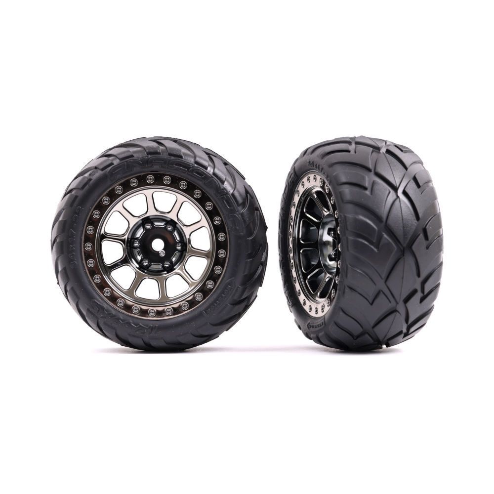 Tyres &amp; wheels, assembled (2.2" black chrome wheels, Anaconda 2.2" Tyres with foam inserts) (2) (Bandit rear))
